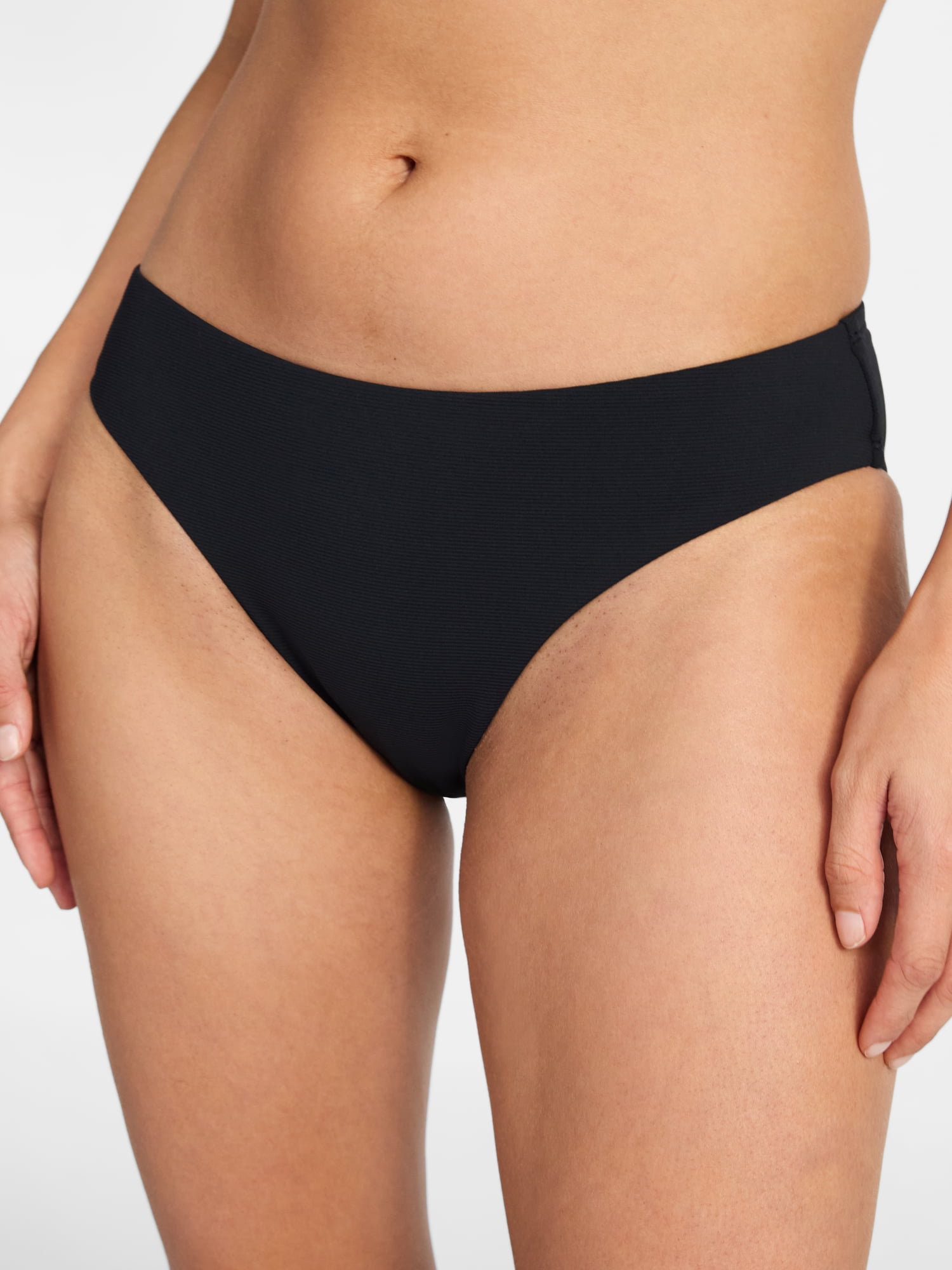 Time and Tru Women's Ribbed Low Rise Bikini Bottoms, Sizes XS-3X