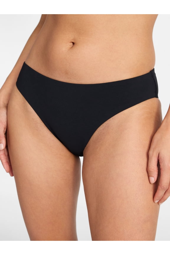 Women's and Women's Plus Size Ribbed Low Rise Bikini Bottoms, Sizes XS-3X