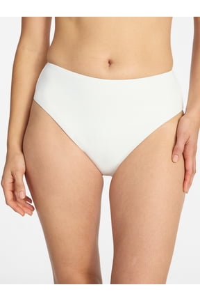 Women's Ribbed Mid Rise Bikini Swim Bottoms, Sizes XS-3X