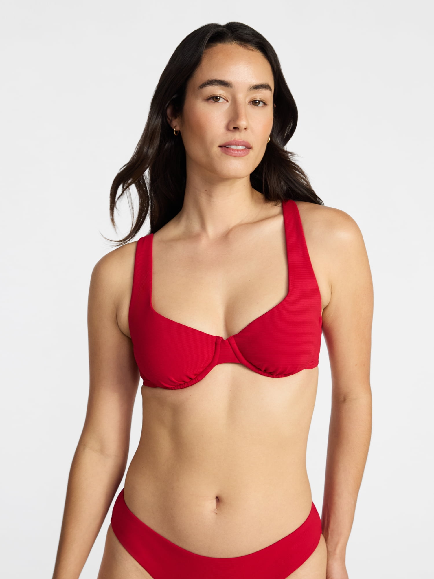 Time and Tru Women's and Women's Plus Size Ribbed Underwire Bikini Top, Sizes XS-3X