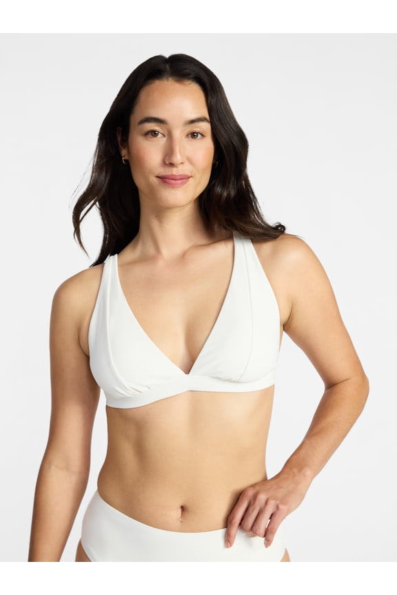 Women's and Women's Plus Ribbed Triangle Bikini Top, Sizes XS-3X