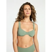 Time and Tru Women's Ribbed Underwire Bikini Top, Sizes XS-3X