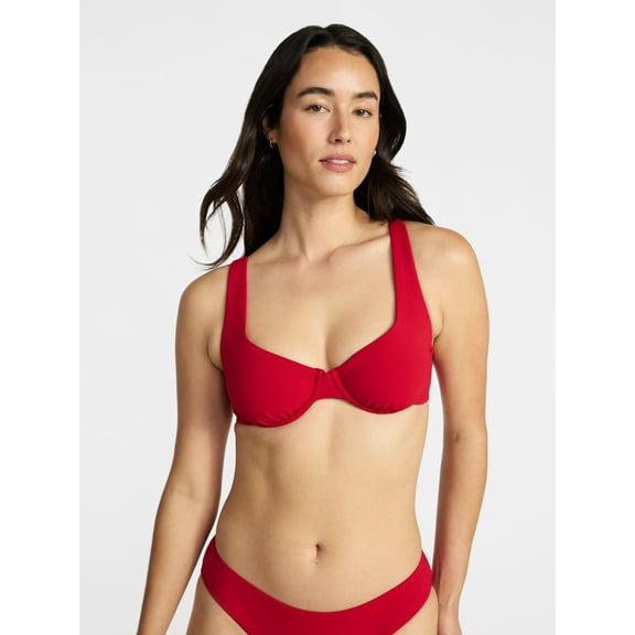 Time and Tru Women's and Women's Plus Size Ribbed Underwire Bikini Top, Sizes XS-3X