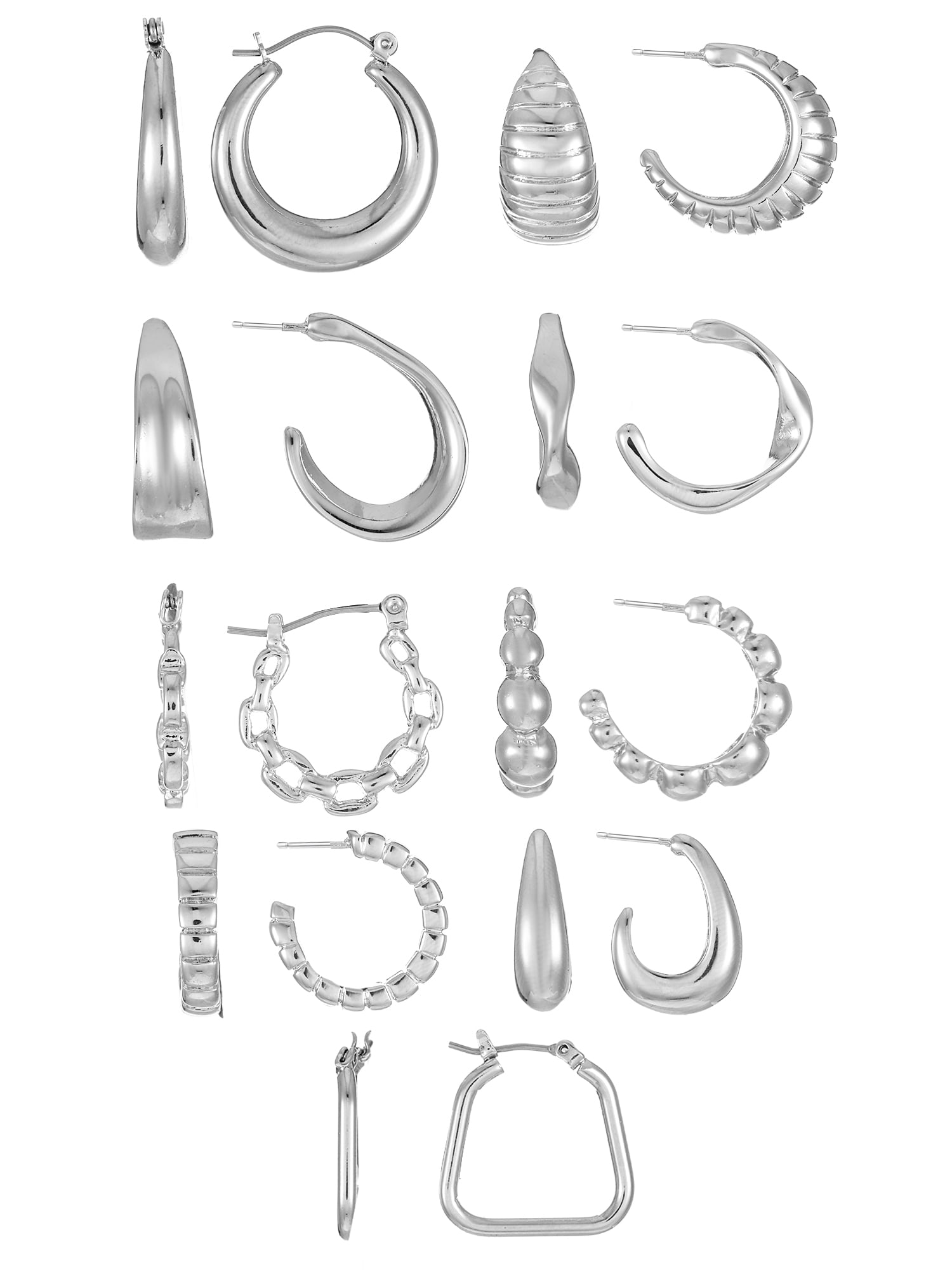 Time and Tru Essential Silver Hoop Set