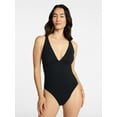 thumbnail image 1 of Time and Tru Women's and Women’s Plus Ribbed Plunge One-Piece Swimsuit, Sizes XS-3X, 1 of 5