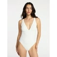 thumbnail image 1 of Time and Tru Women's and Women’s Plus Ribbed Plunge One-Piece Swimsuit, Sizes XS-3X, 1 of 5
