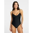 thumbnail image 1 of Time and Tru Women's and Women's Plus Size Ruched Front One Piece Swimsuit, Sizes XS-3X, 1 of 5