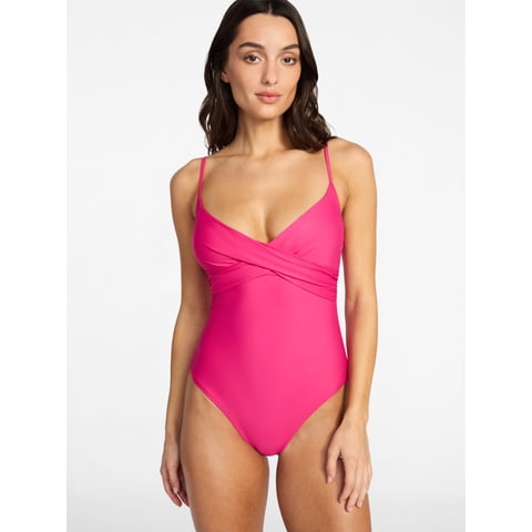 Women's Ruched Front One Piece Swimsuit, Sizes XS-3X