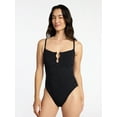 thumbnail image 1 of Time and Tru Women's and Women's Plus Size Eyelet Embroidered V Wire One Piece Swimsuit, Sizes XS-3X, 1 of 5