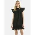 thumbnail image 1 of Time and Tru Women's Eyelet Mini Dress with Flutter Sleeves, Sizes XS-XXXL, 1 of 5