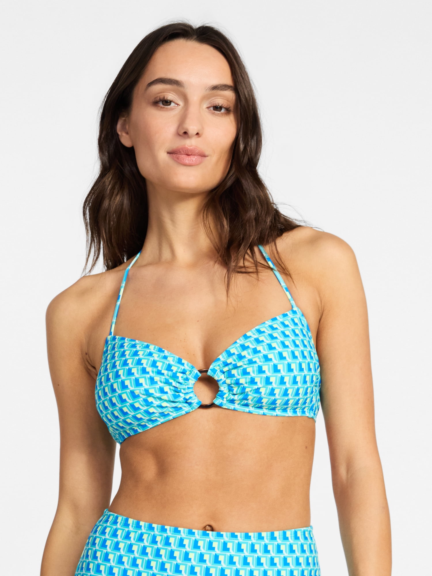 Time and Tru Women's and Women's Plus Abstract Print Bandeau Bikini Top, Sizes XS-3X, Family Swim