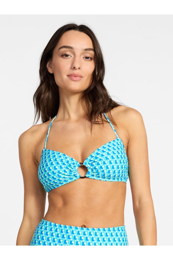 Women's and Women's Plus Abstract Print Bandeau Bikini Top, Sizes XS-3X, Family Swim