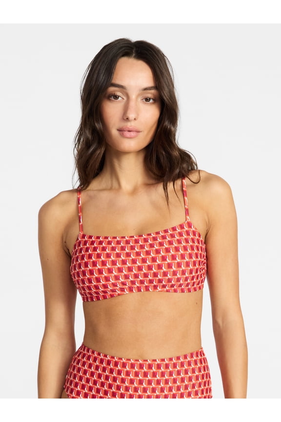 Women's and Women's Plus Size Geo Print Bralette Top, Sizes XS-3X, Family Swim