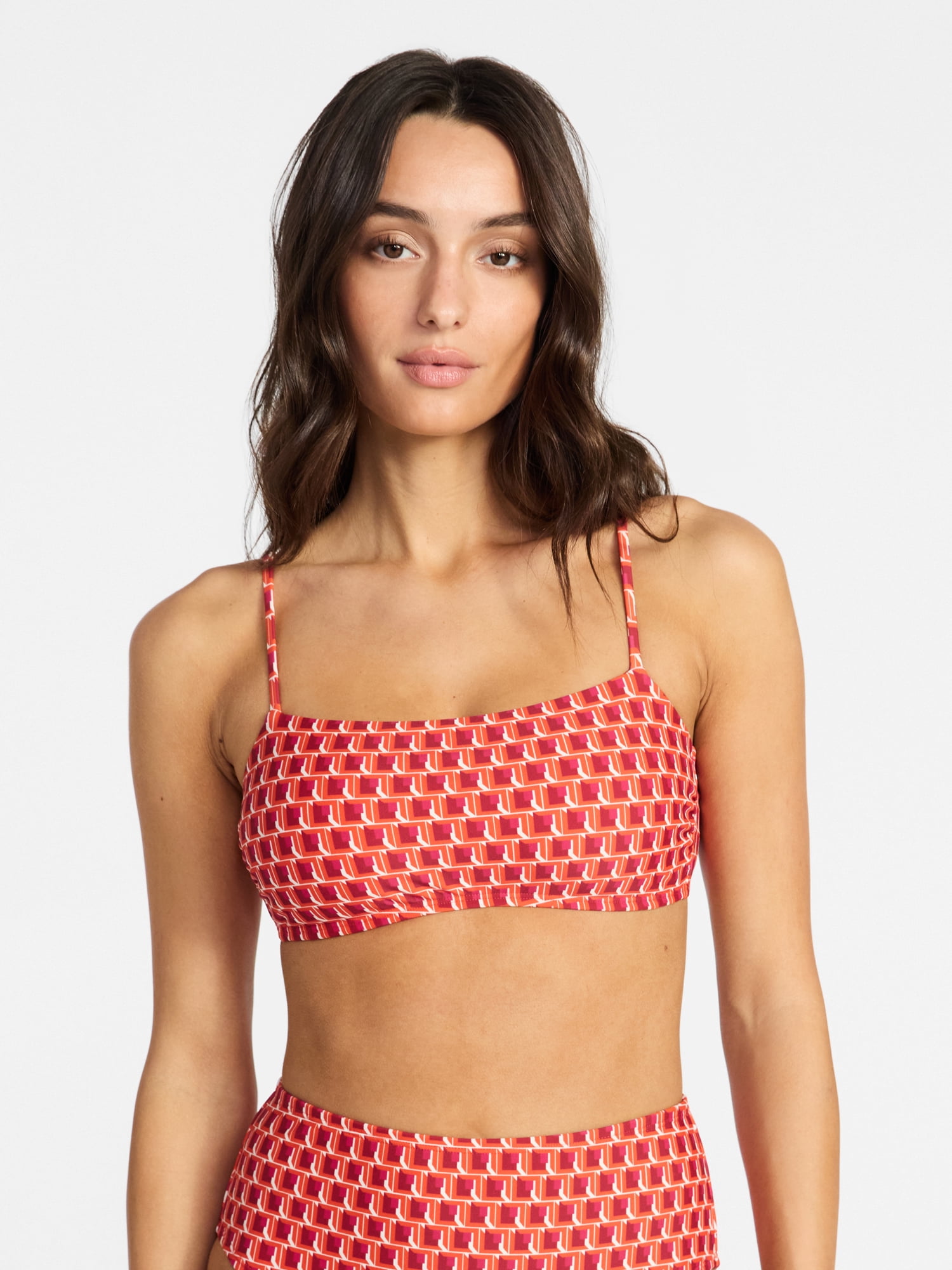 Time and Tru Women's and Women's Plus Size Geo Print Bralette Top, Sizes XS-3X, Family Swim