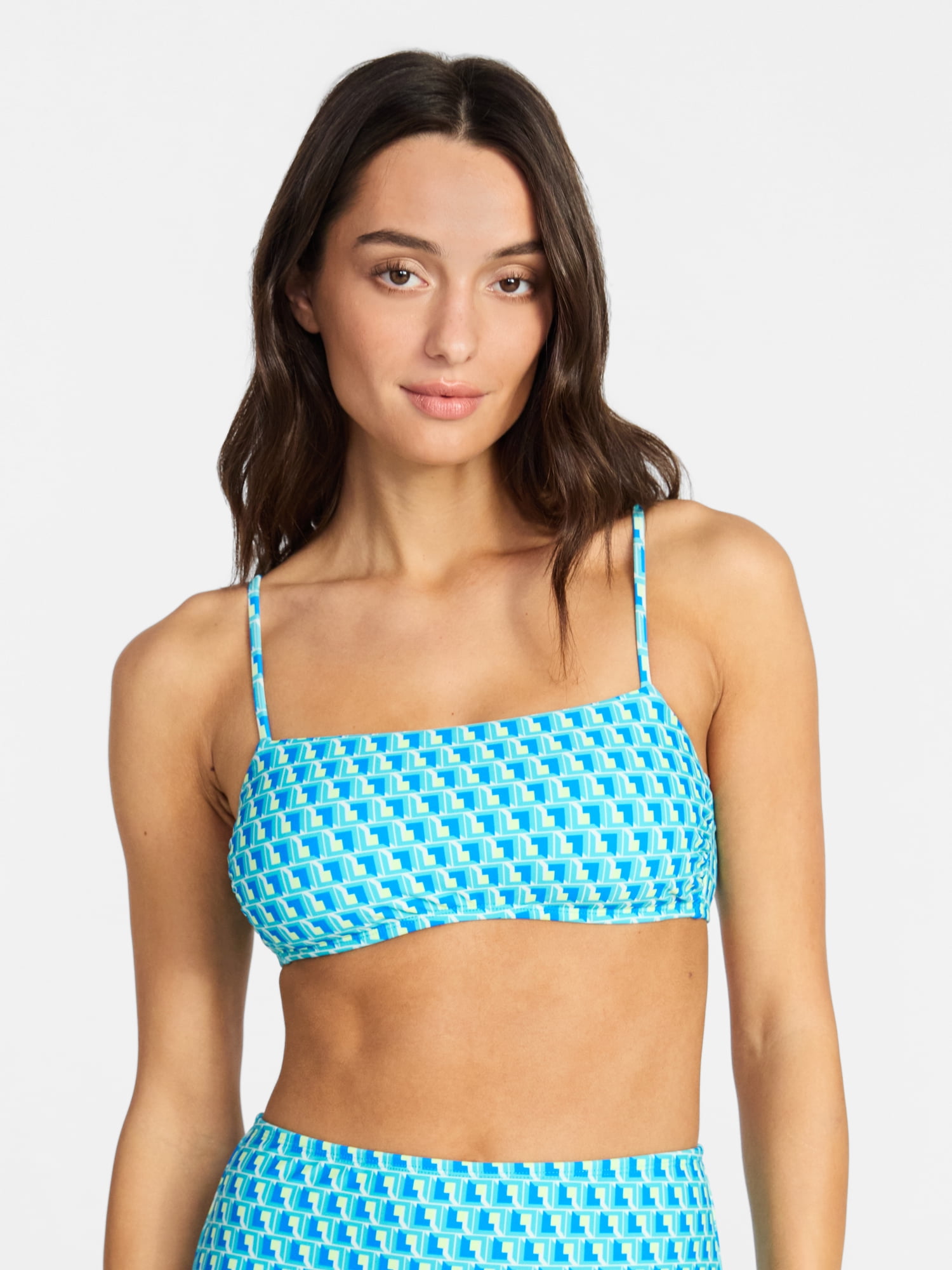 Time and Tru Women's and Women's Plus Size Geo Print Bralette Top, Sizes XS-3X, Family Swim