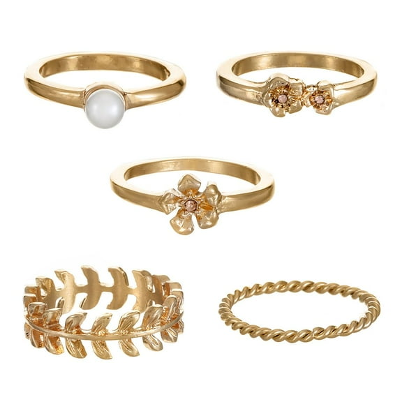 Time and Tru Fashion Ring Set, 5 Pieces