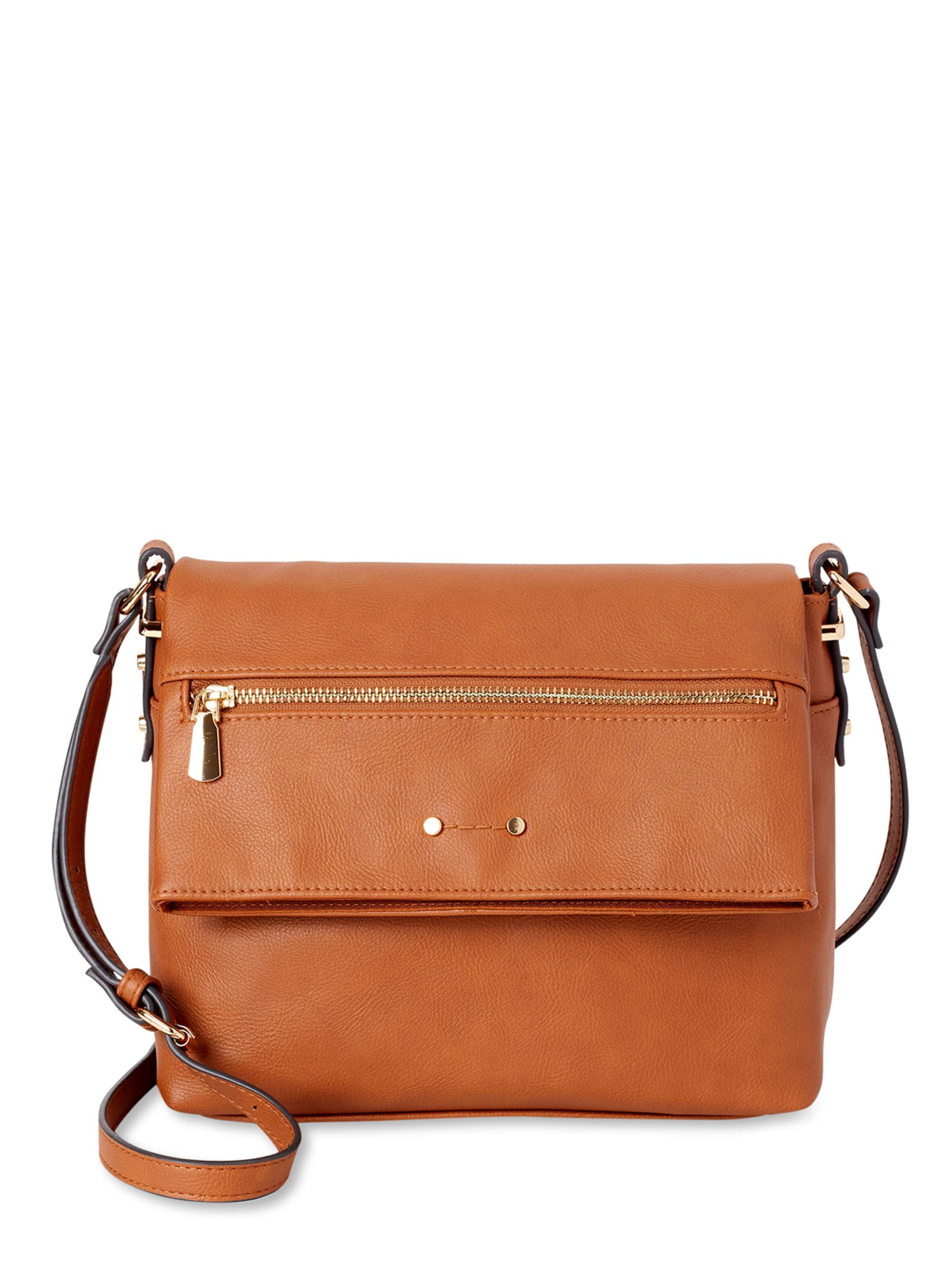 Time and Tru Faux Leather Flap Crossbody Bag