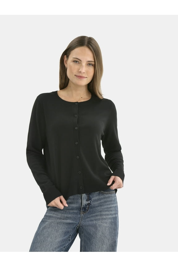 Women’s Fine Gauge Cardigan Sweater, Lightweight, Size XS-XXXL