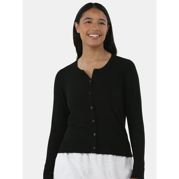 Time and Tru Women’s Fine Gauge Cardigan Sweater, Lightweight, Size XS-XXXL