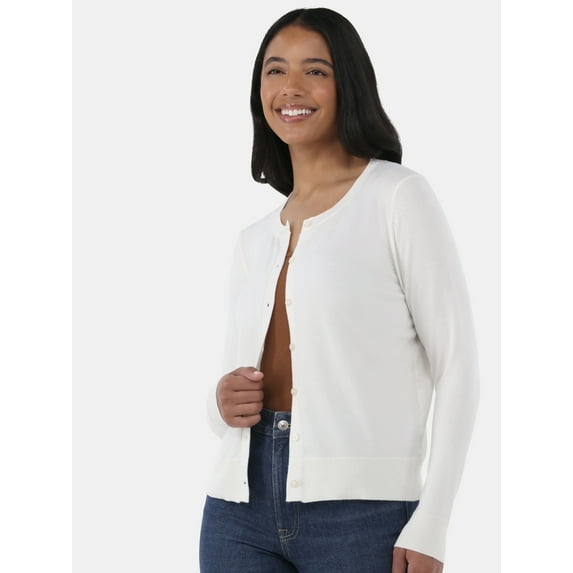 Time and Tru Women’s Fine Gauge Cardigan Sweater, Lightweight, Size XS-XXXL