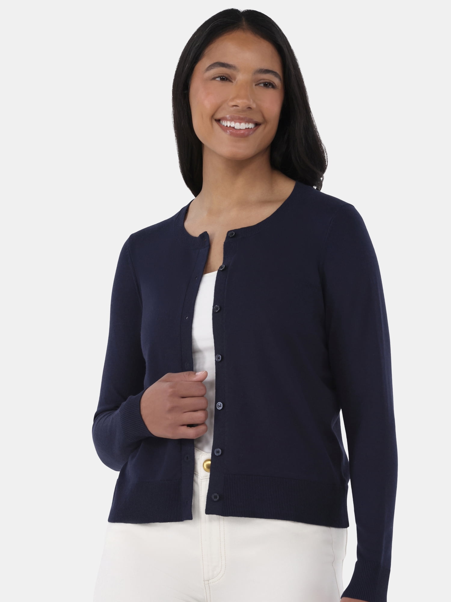 Time and Tru Women’s Fine Gauge Cardigan Sweater, Lightweight, Size XS-XXXL