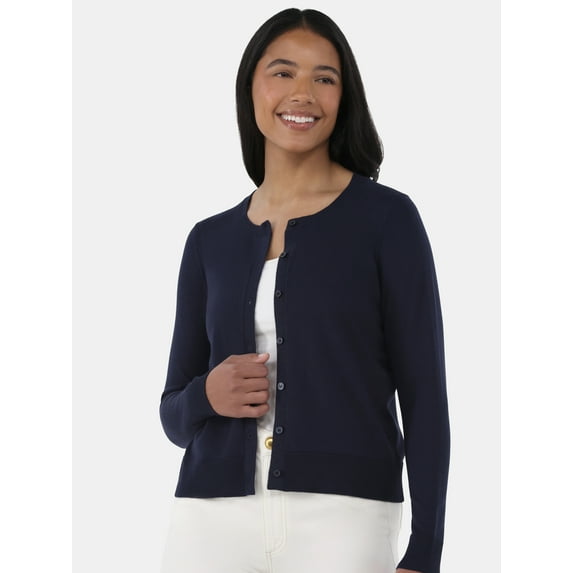 Time and Tru Women’s Fine Gauge Cardigan Sweater, Lightweight, Size XS-XXXL
