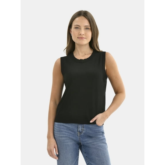 Time and Tru Women's Fine Gauge Sweater Tank Top, Lightweight, Sizes XS-XXXL