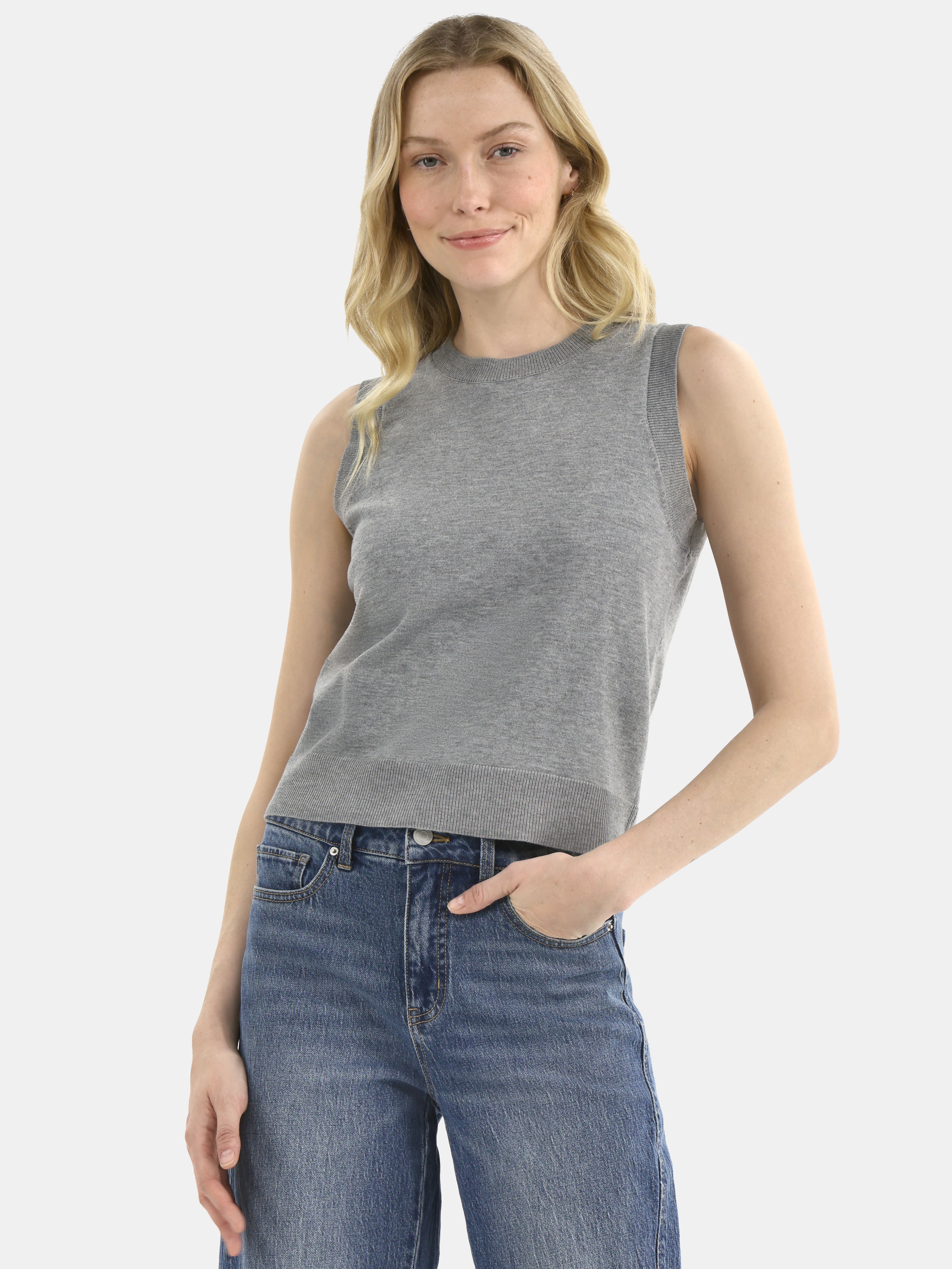 Time and Tru Women's Fine Gauge Sweater Tank Top, Lightweight, Sizes XS-XXXL