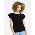 thumbnail image 1 of Time and Tru Women's Textured Sweater with Short Flutter Sleeves, Lightweight, Sizes XS-XXXL, 1 of 6