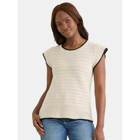 Time and Tru Women's Flutter Sleeve Sweater, Lightweight, Sizes XS-XXXL