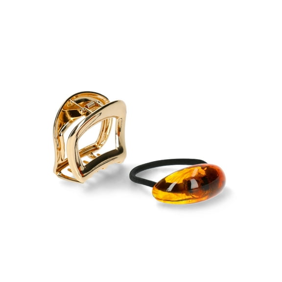 Time and Tru Geo Metal Claw Hair Tie, Brown