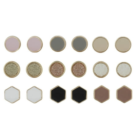 Time and Tru Geometric Stud Earrings, Goldtone, 10 mm, 9 Pairs