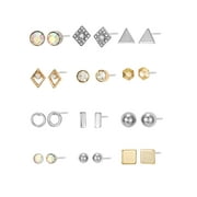 TIME AND TRU Geometric Stud Earrings, Goldtone, 12