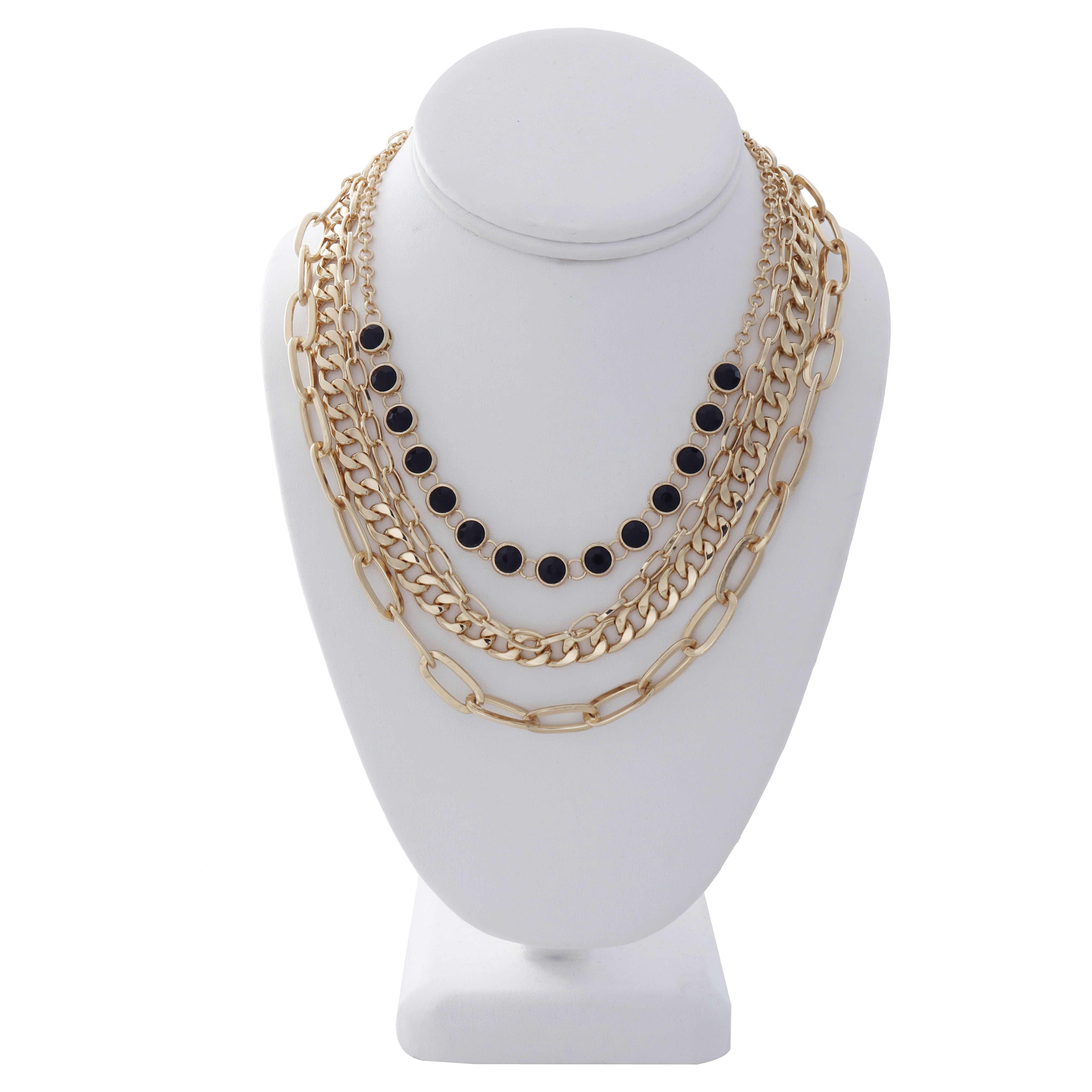 TIME AND TRU Glamorous Layered Necklace Set, Gold tone (4 Pieces)