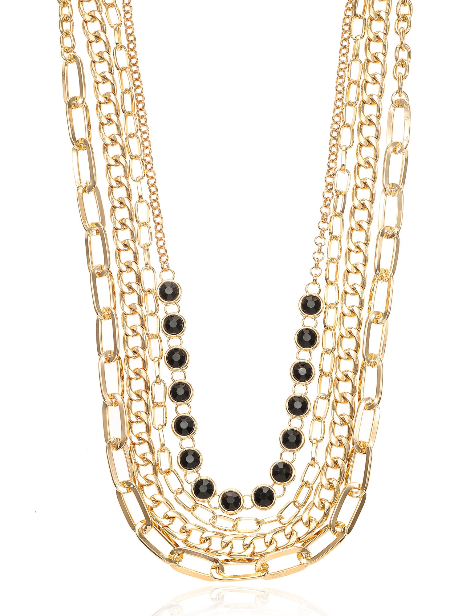 Time and Tru Glamorous Layered Necklace Set, Gold tone (4 Pieces)