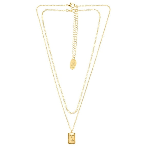 Time and Tru Gold Initial Letter "K" Necklace Set for Women, 2 Piece Set