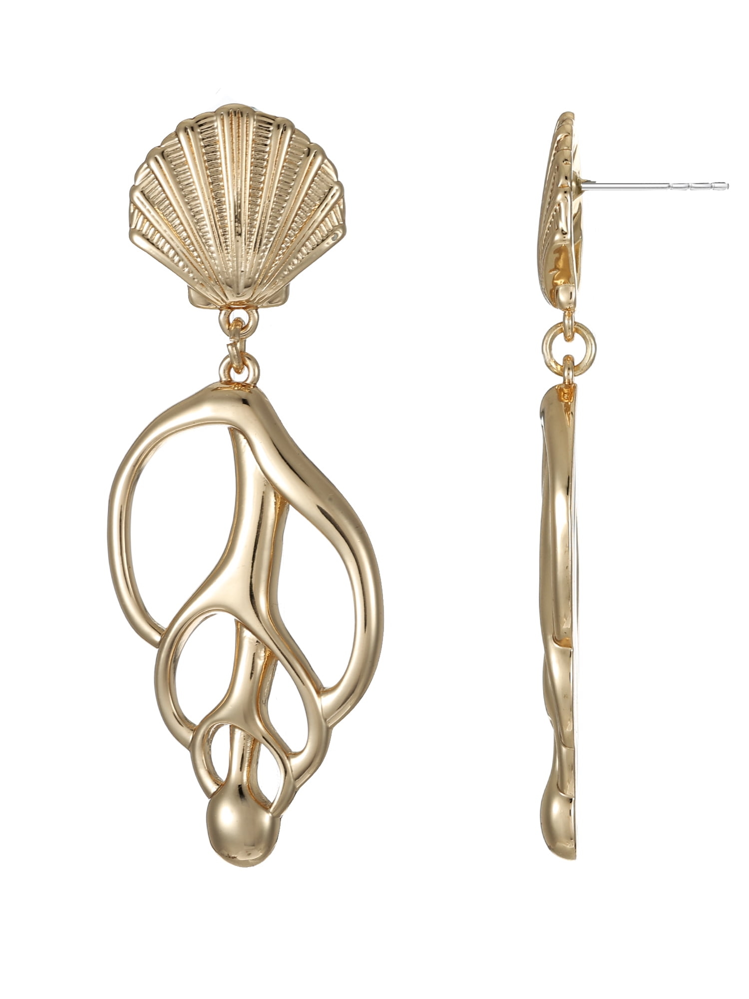 Time and Tru Gold Seashell Drop Earrings