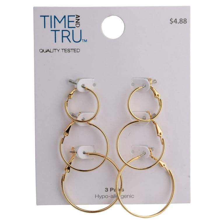 Time and Tru Women's Thin Hoop Earrings