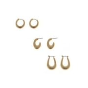 Time and Tru Gold Trio Smooth and Dome Hoop Earrings Womens