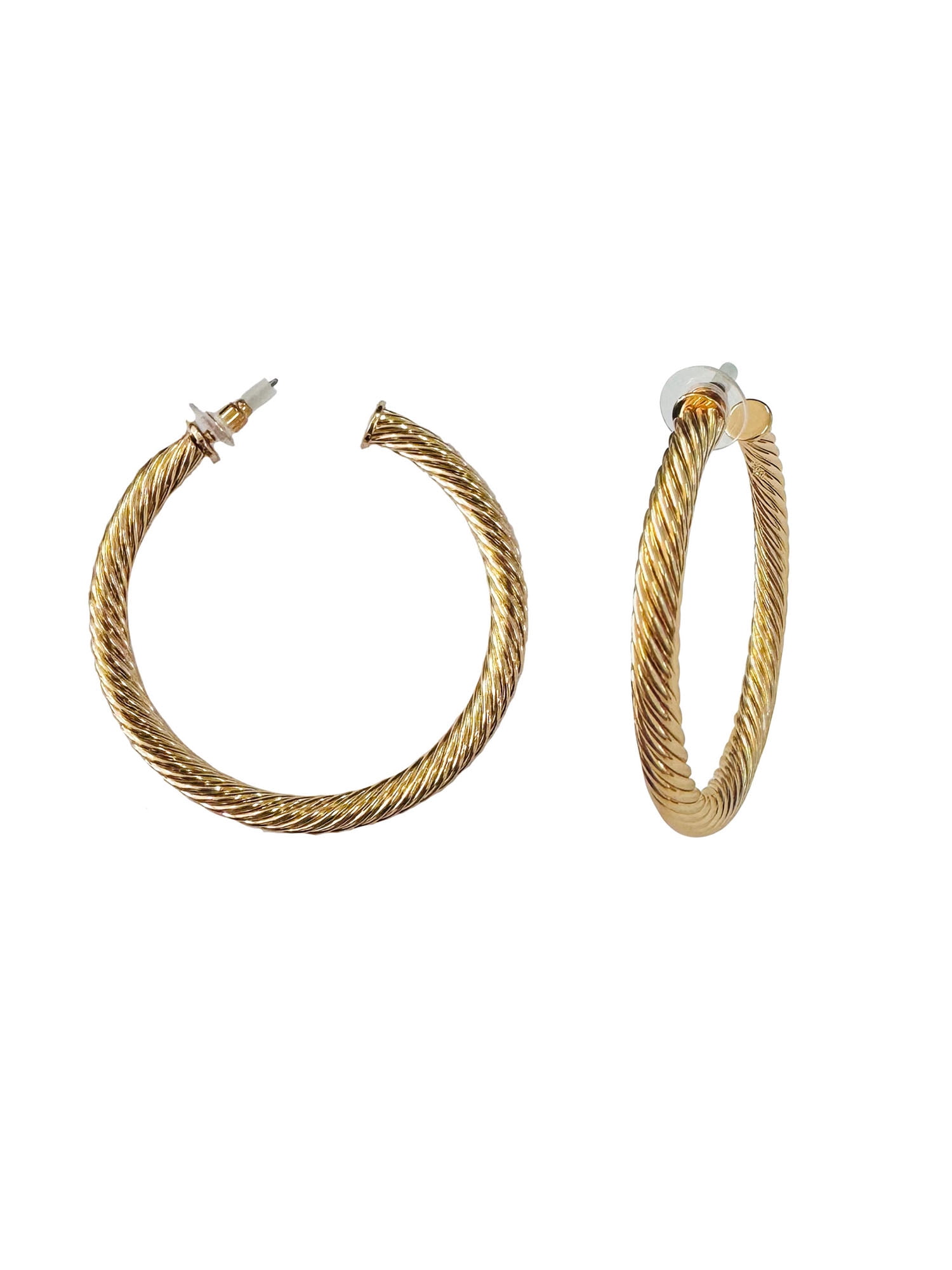Time and Tru Gold Twisted C-Hoop Earrings