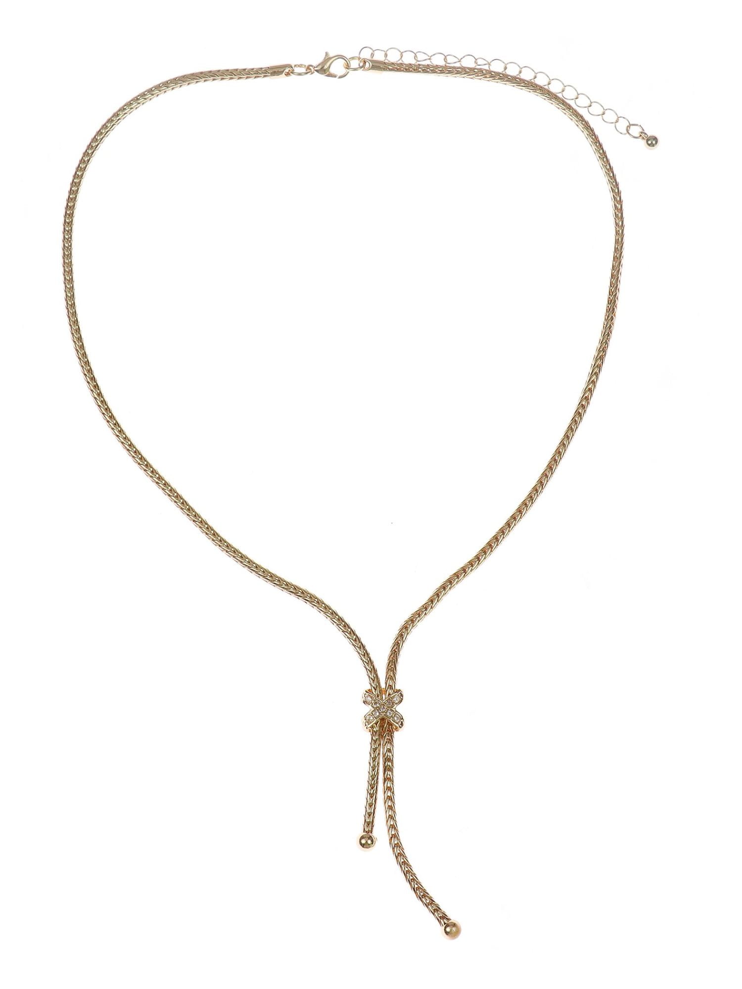 Time and Tru Gold Y Lariat Necklace with Stone (Women's)