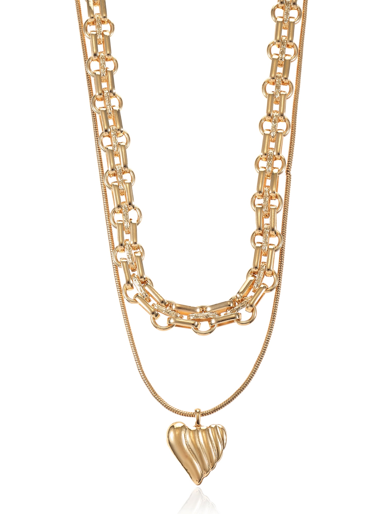 Time and Tru Goldtone 2 Row Heart Necklace, 1 Piece