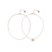 Goldtone 2-Row Rose Quartz Beads and Heart Necklace