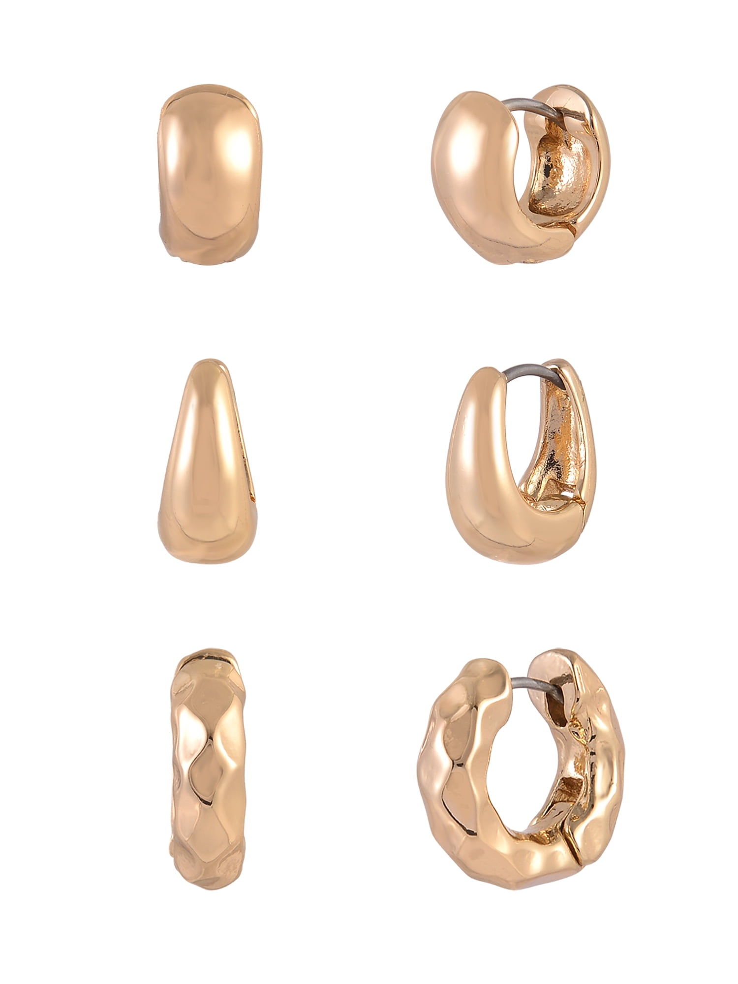 Time and Tru Goldtone 3-On Textured Hoops Earring Set