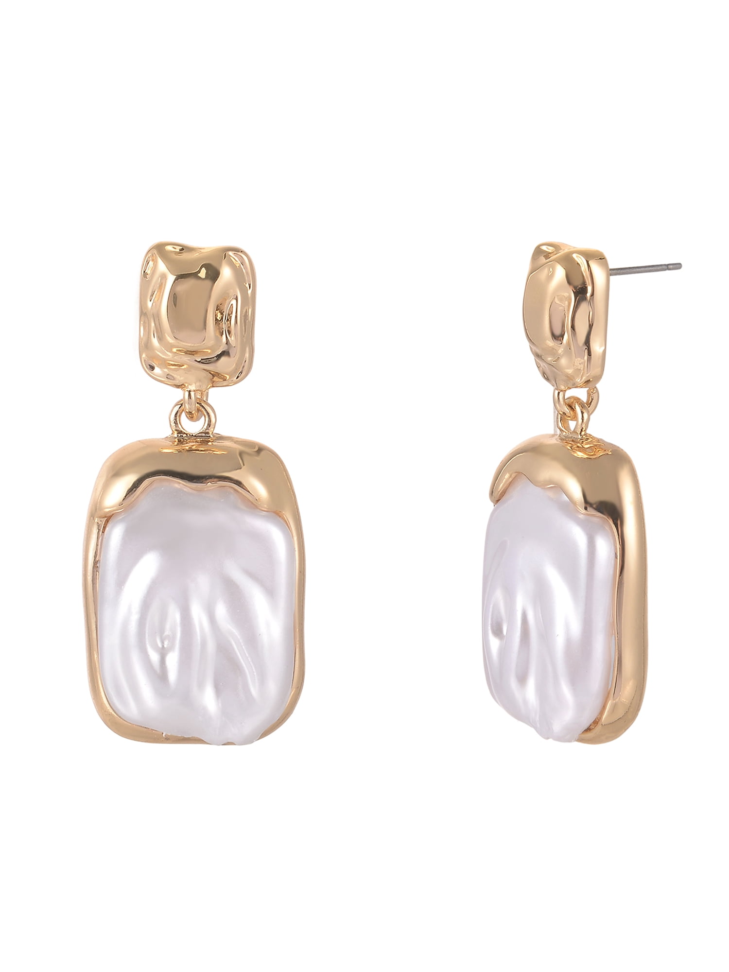 Time and Tru Goldtone Acrylic Inset Square Drop Earring