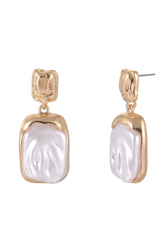 Goldtone Acrylic Inset Square Drop Earring