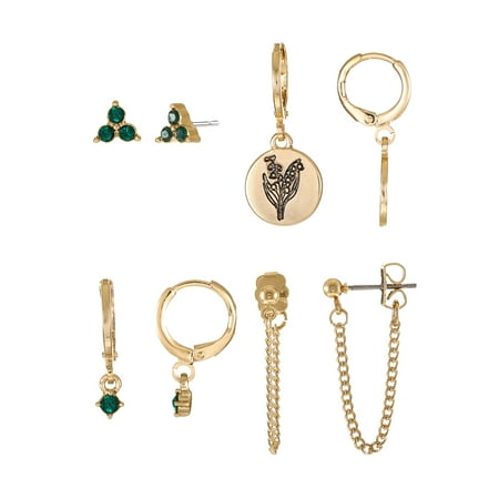 Time and Tru Goldtone Birth Flower Earring Collection, 4 Pairs, February