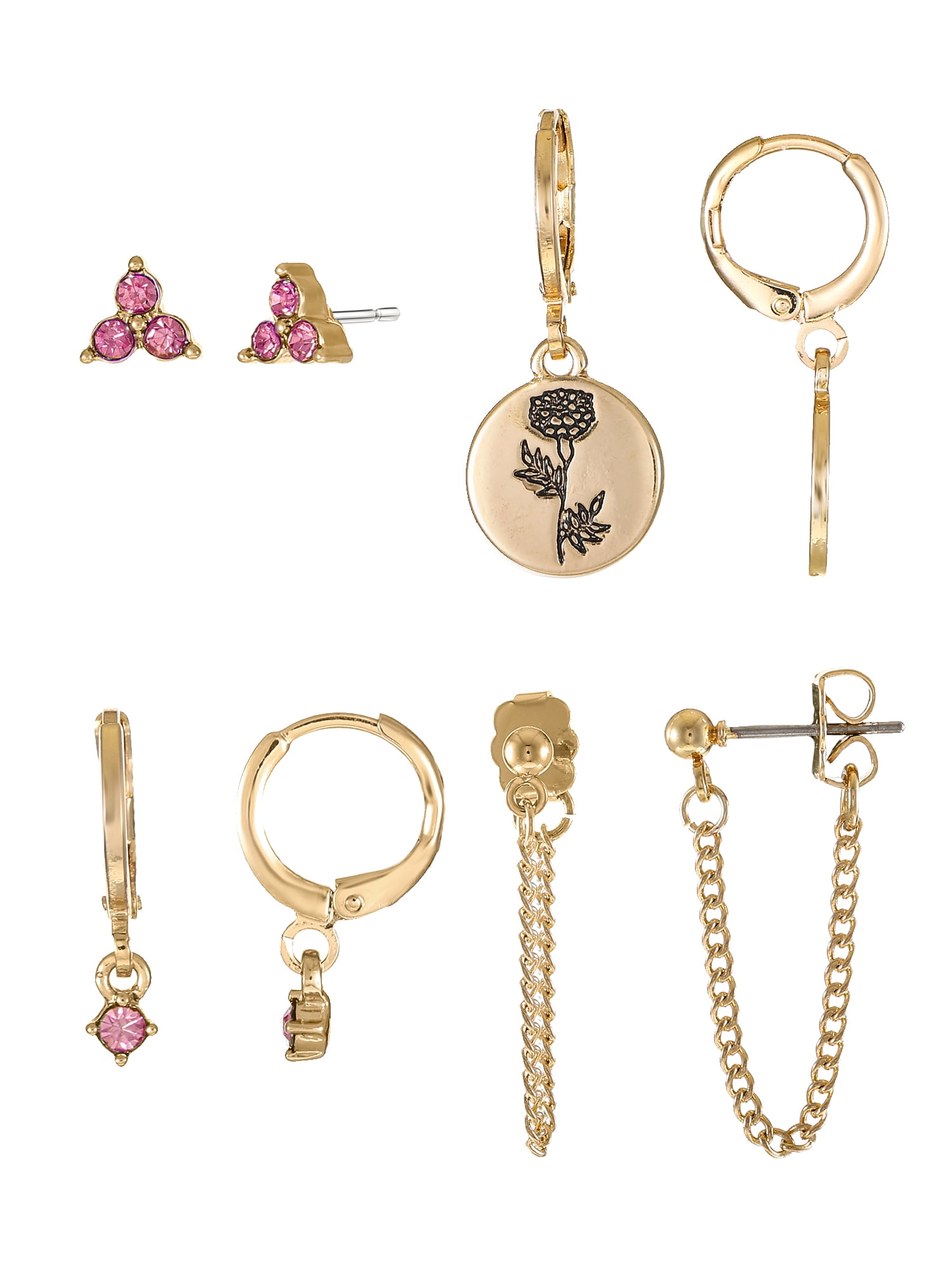 Time and Tru Goldtone Birth Flower Earring Collection, 4 Pairs, October