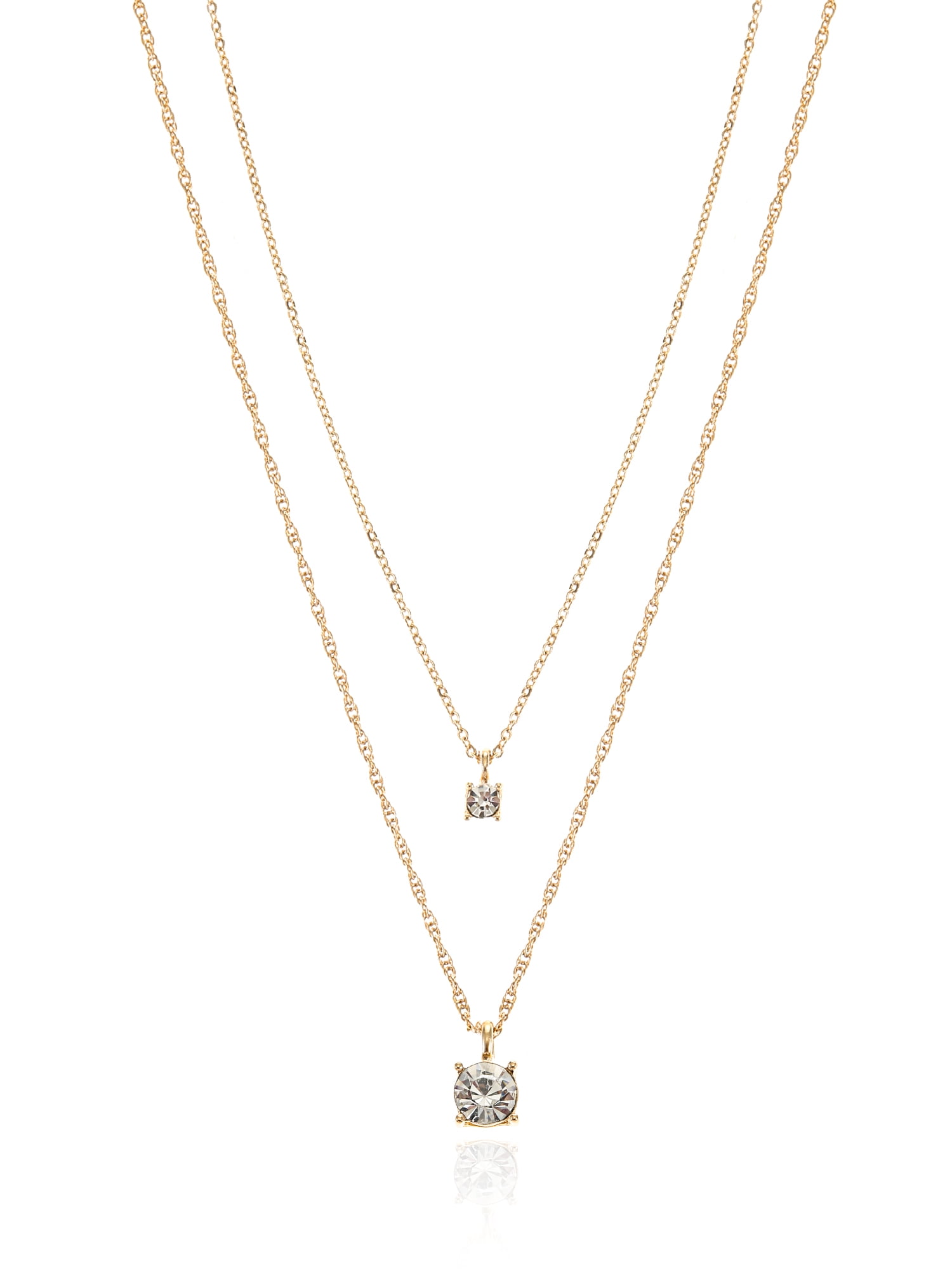 Time and Tru Goldtone Birthstone Necklace Set, April, Clear, 2 Pieces