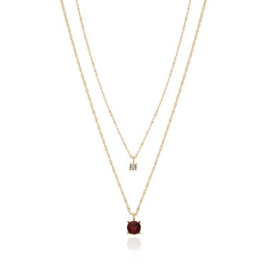 Time and Tru Goldtone Birthstone Necklace Set, January, Red, 2 Pieces